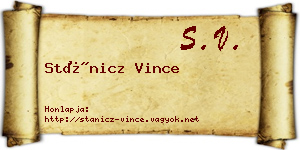 Stánicz Vince névjegykártya