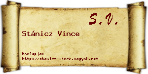 Stánicz Vince névjegykártya